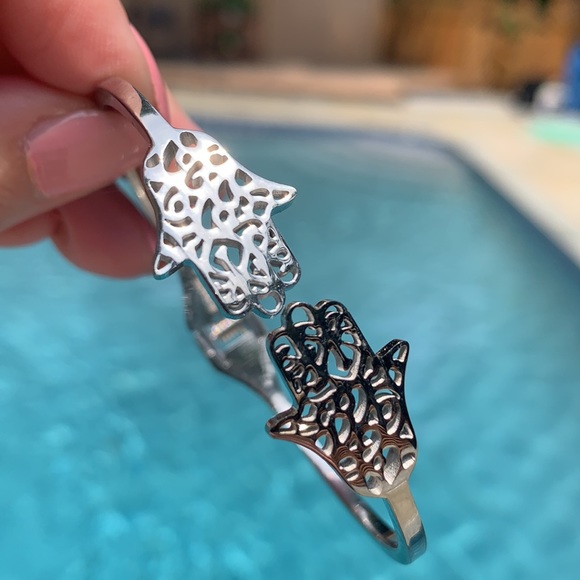 New Hinged Double Hamsa Bracelet - Picture 2 of 7